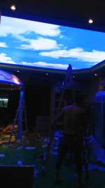惠州博罗软膜工程专业软膜灯箱透光膜喷绘膜蓝天白云软膜吊顶就在创新美装饰公司